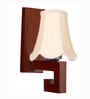 Natural Wood Decorative Wall Sconce with Off-White Cotton Shade