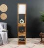 Natural Wood Floor Lamp With Shade Bulb Included E-27