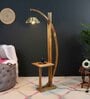 Natural Wood Floor Lamp With Shade Bulb Included E-27