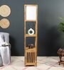 Natural Wood Floor Lamp With Shade Bulb Included E-27