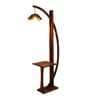 Natural Wood Floor Lamp With Shade Bulb Included E-27