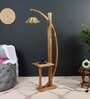 Natural Wood Floor Lamp With Shade Bulb Included E-27