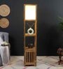 Natural Wood Floor Lamp With Shade Bulb Included E-27