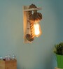 Pisa Jute & Wood Novelty Wall Light (Pine Wood Finish)