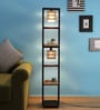 Trapzo Natural Wood Shade Shelf Floor Lamp With Wood Base