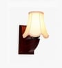 Natural Wood Wall Sconce with Off-White Cotton Shade for Indoor Decor