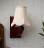Natural Wood Wall Sconce with Off-White Cotton Shade for Indoor Decor