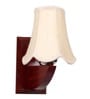 Natural Wood Wall Sconce with Off-White Cotton Shade for Indoor Decor