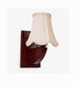 Natural Wood Wall Sconce with Off-White Cotton Shade for Indoor Decor