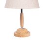 Natural wood with chrome metal table lamp