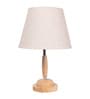 Natural wood with chrome metal table lamp
