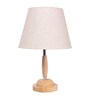 Natural wood with chrome metal table lamp