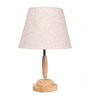 Natural wood with chrome metal table lamp