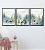 Nature Multicolour Canvas Framed Wildlife Art Panels Set of 3