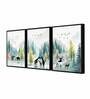 Nature Multicolour Canvas Framed Wildlife Art Panels Set of 3