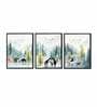 Nature Multicolour Canvas Framed Wildlife Art Panels Set of 3