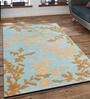 Blue Floral Wool 3 ft x 5 ft Hand Tufted Carpet