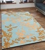 Blue Floral Wool 4 ft x 6 ft Hand Tufted Carpet