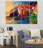 Nature Orange Wood Framed Art Panels Set of 4