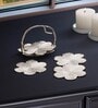 Bloom Coasters With Stand-Silver (Pack Of 4)