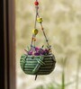 Natures Basket Handmade & Hand Painted Hanging Planter Pot In Terracotta (7 Inches)