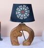Natures Beauty Mangowood Table Lamp With French Floral Print Satin Shade