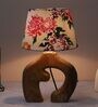 Natures Beauty Mangowood Table Lamp With Carnation Print Satin Shade