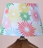 Natures Beauty Mangowood Table Lamp With Floral Print Satin Shade