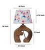 Natures Beauty Mangowood Table Lamp With Flower Print Satin Shade