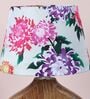 Natures Beauty Mangowood Table Lamp With Carnation Print Satin Shade