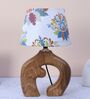 Natures Beauty Mangowood Table Lamp With English Oak Print Satin Shade