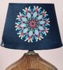 Natures Beauty Mangowood Table Lamp With French Floral Print Satin Shade