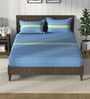 Blue & Green 100% Premium Cotton Striped King Bedsheet With 2 Pillow Covers