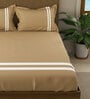 Beige 100% Egyptian Satin Cotton Solid King Bedsheet With 2 Pillow Covers