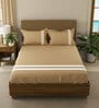 Beige 100% Egyptian Satin Cotton Solid King Bedsheet With 2 Pillow Covers