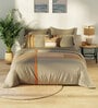 Grey 100% Egyptian Satin Cotton Abstract King Bedsheet With 2 Pillow Covers