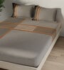 Grey 100% Egyptian Satin Cotton Abstract King Bedsheet With 2 Pillow Covers