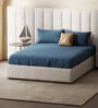Blue 100% Cotton Solid Super King Size Bedsheet With 2 Pillow Covers