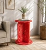 Navarra Pine Wood Side Table In Garnet Red Finish Navarra Pine Wood Side Table In Garnet Red Finish