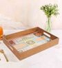 Navratna Multicolour & Gold MDF Wood Rectangle Serving Trays