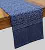 Navy & Grey (70 x13 ) Moroccan Hand Block Cotton  Table Runner