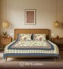 Navy  Floral 240 TC Cotton Double Bedsheet with 2 Pillow Covers
