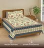 Navy  Floral 240 TC Cotton Double Bedsheet with 2 Pillow Covers