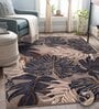 Navy Blue Floral Wool Blend 5' X 7' Hand Tufted Carpet