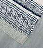 Navy Blue Striped 100% Polyester 8 ft x 10 ft Hand Woven Carpet