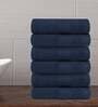 Blue Solid 500 GSM Cotton Face Towels (Set of 6)
