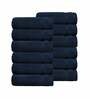 Blue Solid 625 GSM Cotton Face Towels (Set of 12)