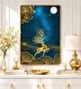 Navy Blue & Gold Deer Rectangular Wall Art 12 x 18 Inch