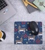 Navy Blue & Grey Deer Printed Rectangle Mousepad