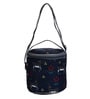 Navy Blue & Grey Deer Printed Round Insulated Lunch Bag